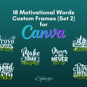 Marcos de Canva con palabras motivacionales: Plantillas personalizadas (Set 2) (Descarga digital)