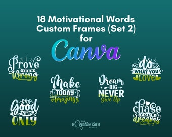 Motivierende Wörter Canva Rahmen: Benutzerdefinierte Vorlagen (Set 2) (Digitaler Download)