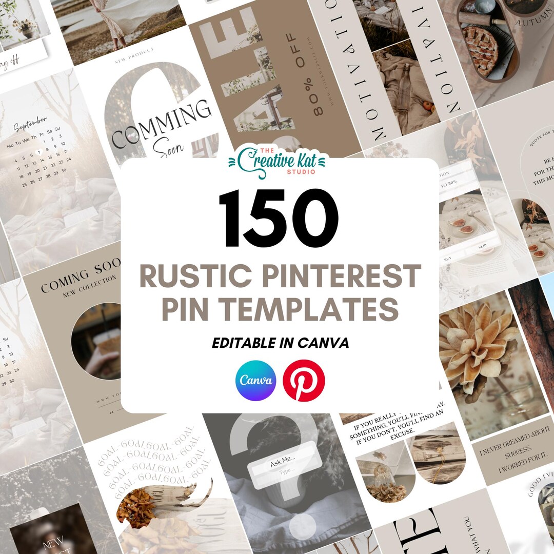 150 Rustic Pinterest Pin Templates: Editable Canva Designs (digital ...