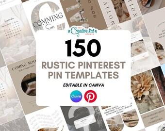 150 Rustikale Pinterest Pin Vorlagen: Bearbeitbare Canva Designs (Digitaler Download)