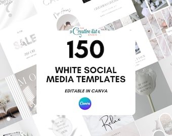 Weiße Social Media Templates: Minimalistische Canva Designs (Digitaler Download)