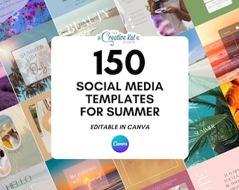 Sommer Social Media Vorlagen: Bearbeitbare Canva Designs (Digitaler Download)