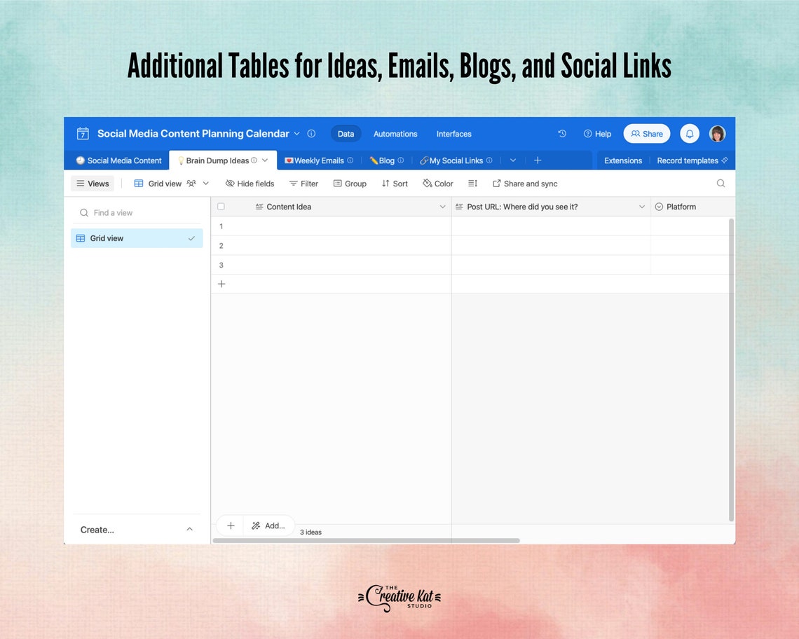 Social Media Content Planner for Airtable Content Calendar - Etsy