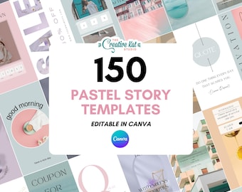 150 Pastell Instagram Story Vorlagen: Bearbeitbare Canva Designs (Digitaler Download)