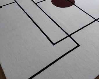 handmade designer area rug for living room bedroom , modern abstract newzealand wool rug , no shed rug