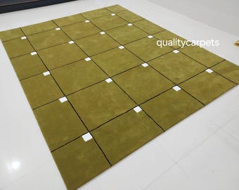 8x10 Fuß grüner Premium Designer Teppich für Wohnzimmer Schlafzimmer, moderner Teppich kann in jeder Farbe, Form und Größe angepasst werden