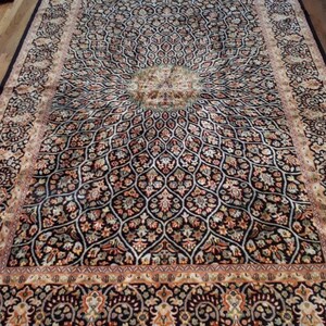 handmade  silk carpet for living room , bedroom , high quality hand knotted real silk rug