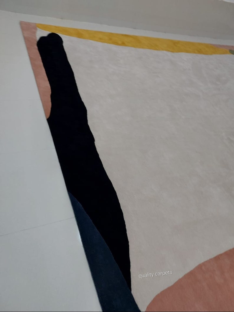 Minimalist modern abstract designer handtufted rug premium quality soft newzealand wool area rug for living room bedroom personalised gifts image 6