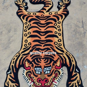 handmade tufted tibetan tiger rug, colourful tiger rug for living room , bedroom , kidsroom