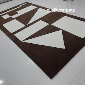 6x10 feet  brown walnut cream premium designer area rug for living room bedroom,modern rug can be customize in any color shape and size