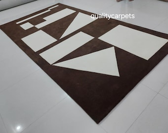 6x10 feet  brown walnut cream premium designer area rug for living room bedroom,modern rug can be customize in any color shape and size