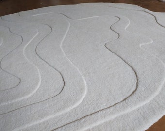 tappeto di design fatto a mano dalla forma strana per la camera da letto del soggiorno, tappeto moderno astratto in lana della Nuova Zelanda