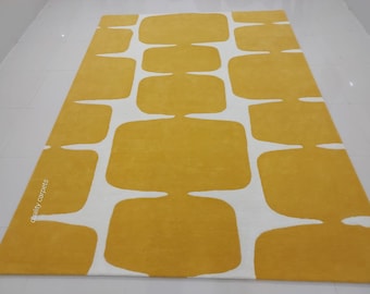 Premium quality designer  yellow   area rug for living room modern abstract newzealand wool rug can be customize in any shape size and color