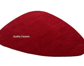 Irregular shape premium quality wool area rug solid red designer tuft rug for living room bedroom customizable rug home gifts