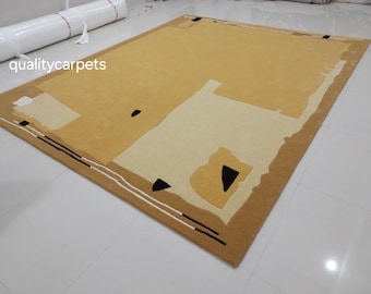 8x10 feet  mustard gold premium designer area rug for living room bedroom,modern rug can be customize in any color shape and size