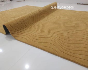 8x10 feet  mustard gold premium designer area rug for living room bedroom,modern rug can be customize in any color shape and size