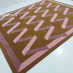 8x10 feet  mustard pink premium designer area rug for living room bedroom,modern rug can be customize in any color shape and size