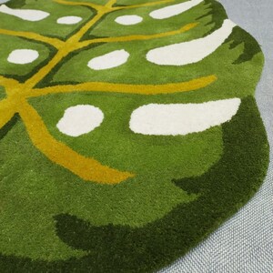 Handmade Designer Monstera Leaf Shape Area Rug for Living Room Bedroom ...