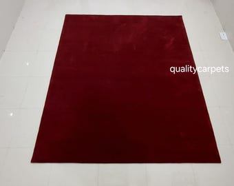 8x10 feet  burgandy deep red premium designer plain area rug for living room bedroom,modern rug can be customize in any color shape and size