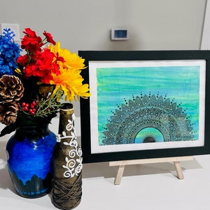Original Watercolor Mandala Art: Boho Sacred Geometry Wall Decor