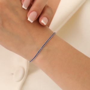 Tennis Bracelet,925 Sterling Silver Tennis Bracelet,Cubic Zirconia Tennis Bracelet,Sapphire Bracelet,Dainty Bracelet,Round Diamond Bracelet,