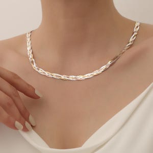 Sterling Silver Tri-Color Herringbone Chain,Tri Color Braided Chain,Twisted Chain,Italian Herringbone Chain,Braided Herringbone Chain