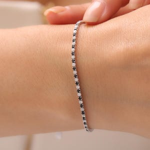 Black and White Tennis Bracelet,925 Sterling Silver Tennis Bracelet,Black & White Cubic Zirconia Tennis Bracelet,Unisex Tennis Bracelet,