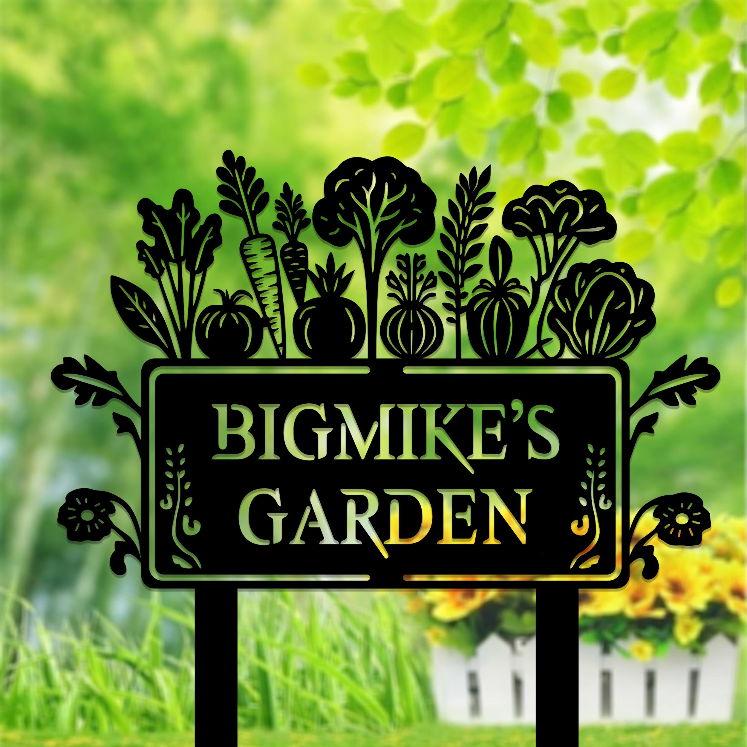 Vegetable Sign Personalized Vegetable Garden Sign Custom Metal Yard Stake Outdoor ...