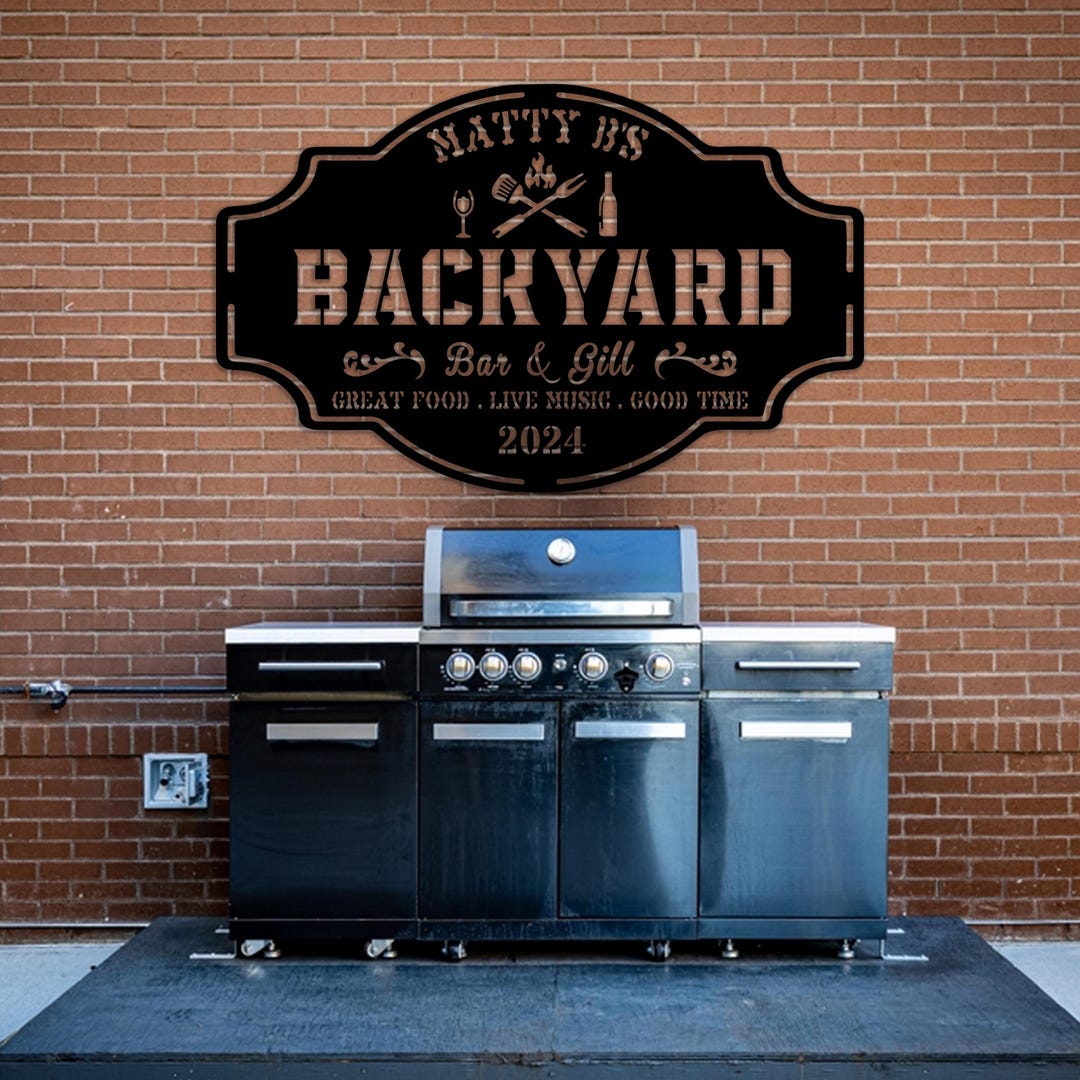 Personalized Backyard Pool Metal Sign With LED Light Custom Bar and ...