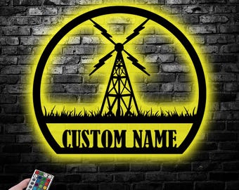 Benutzerdefinierte Ham Radio Metallschild mit LED-Licht Personalisiertes Rufzeichen Wand Kunst Funker Geschenk