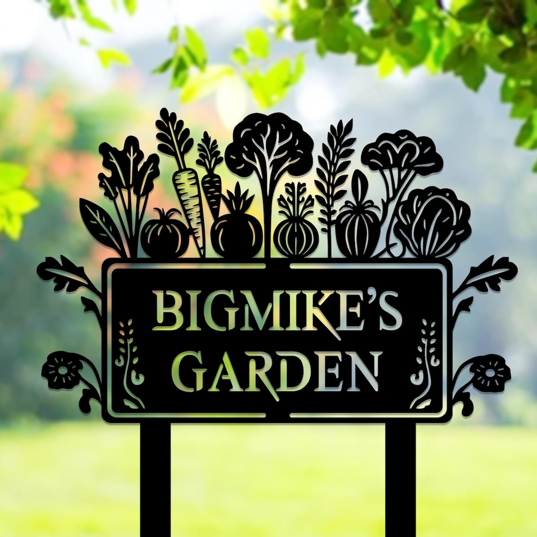 Vegetable Sign Personalized Vegetable Garden Sign Custom Metal Yard Stake Outdoor ...