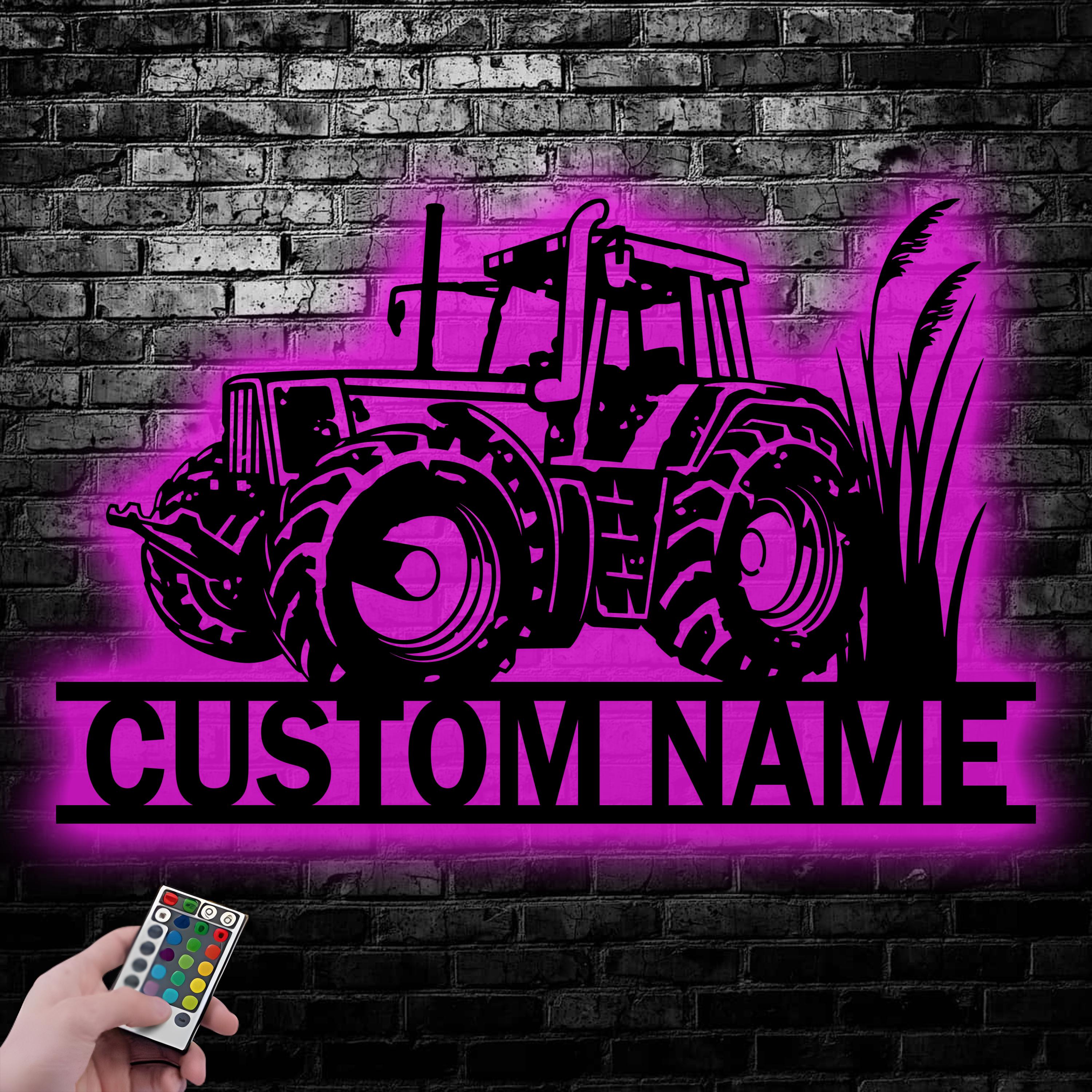 Custom Tractor Metal Wall Art Personalized Farmer Name Sign Farmhouse ...