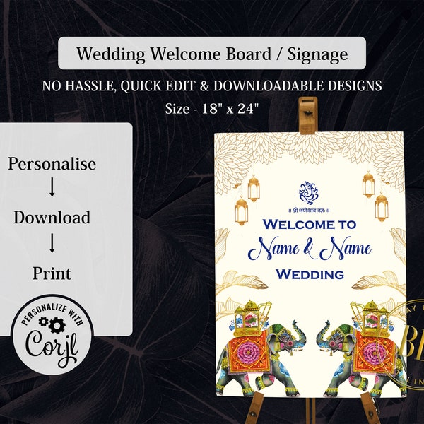 Indian Wedding Welcome sign Hindu Welcome sign, Hindu Haldi sign Indian as Indian Wedding sign, Indian Wedding board as Phera Welcome Sign