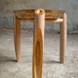 SIDE TABLE with brass top in chopped bamboo legs,home and living room decor. image 2