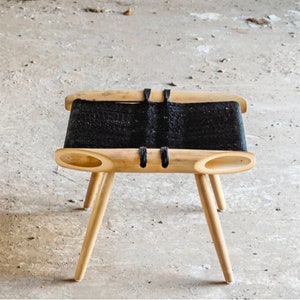 BAMBOO STOOL,hand made,garden stool,comfort style,very elegant design in natural fine quality solid bamboo Black image 1