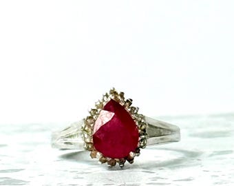 Art Deco Ruby Ring: 925 Sterling Silver, Handmade Vintage Style