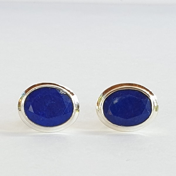 Lapis lazuli cufflinks in silver lapis stud for shirt lapis jewelry Afghan lapis natural lapis tie clips cuff links