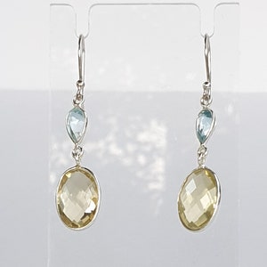 Lemon Quartz Earrings – Yellow Drop Earrings – Sterling Silver Dangle Earrings – Quartz Crystal Earrings – Handmade Gift for Her