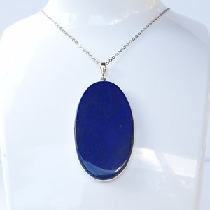 Large Afghan Lapis Lazuli Pendant: Sterling Silver Statement Necklace