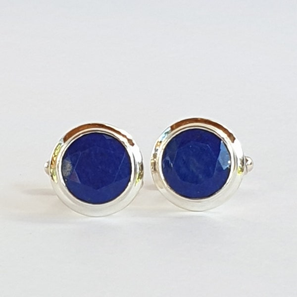 Lapis cufflinks. Handmade lapis cufflinks. Lapis lazuli cufflinks. Silver lapis cufflinks. AAA quality lapis cufflinks. Men's lapis cufflink