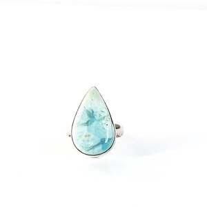Handmade Larimar Ring: Natural Blue Gemstone, 925 Sterling Silver