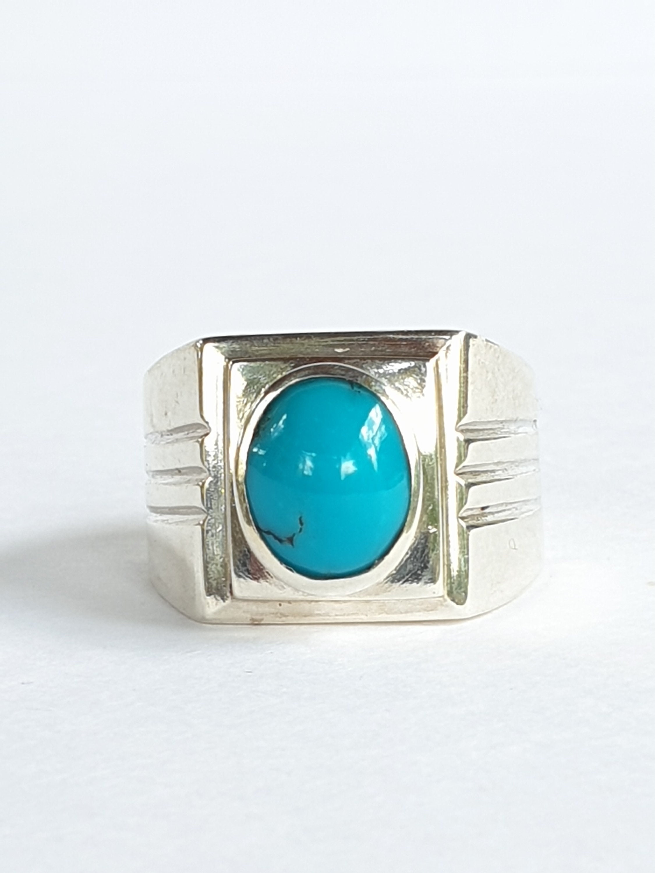Natural Turquoise Man Ring, Turquoise Men Ring, Turquoise Silver Ring ...