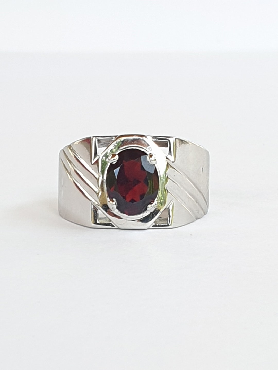 Men Ring Natural Red Stone Afghan Etsy