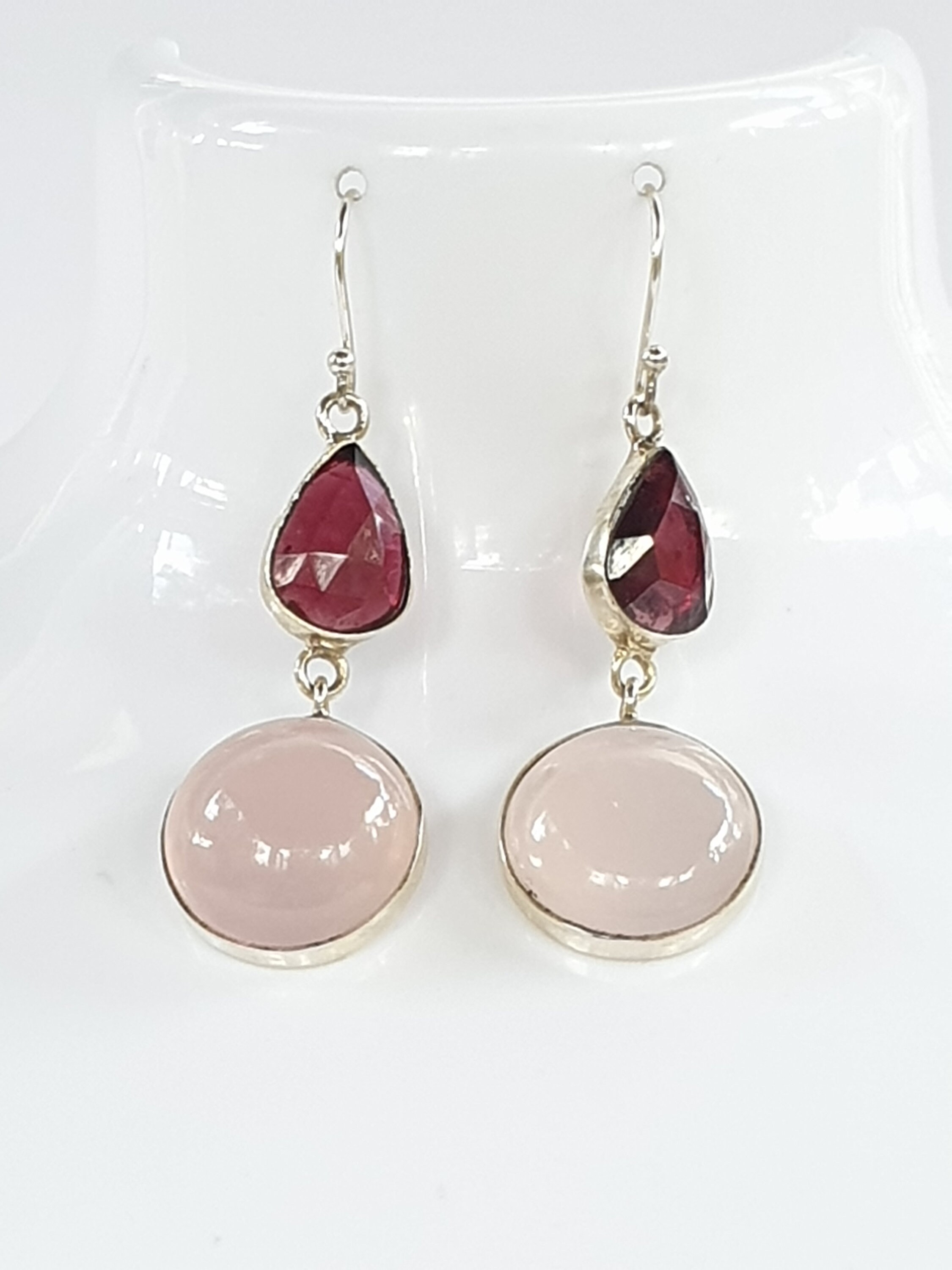 Rose Quartz Earrings. Rose Quartz With Garnet Earrings. Rose Quartz Drop Earrings, Rose Quartz ...