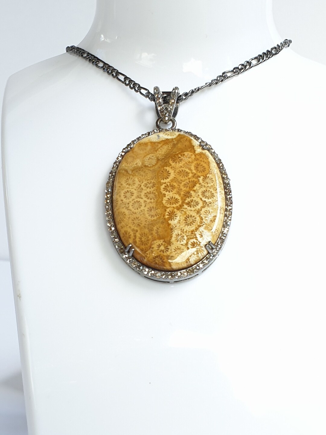Handmade Fossil Coral Pendant, Fossil Coral Necklace, Fossil Coral