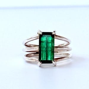 Green Tourmaline Ring: Sterling Silver Gemstone Jewelry, Handmade