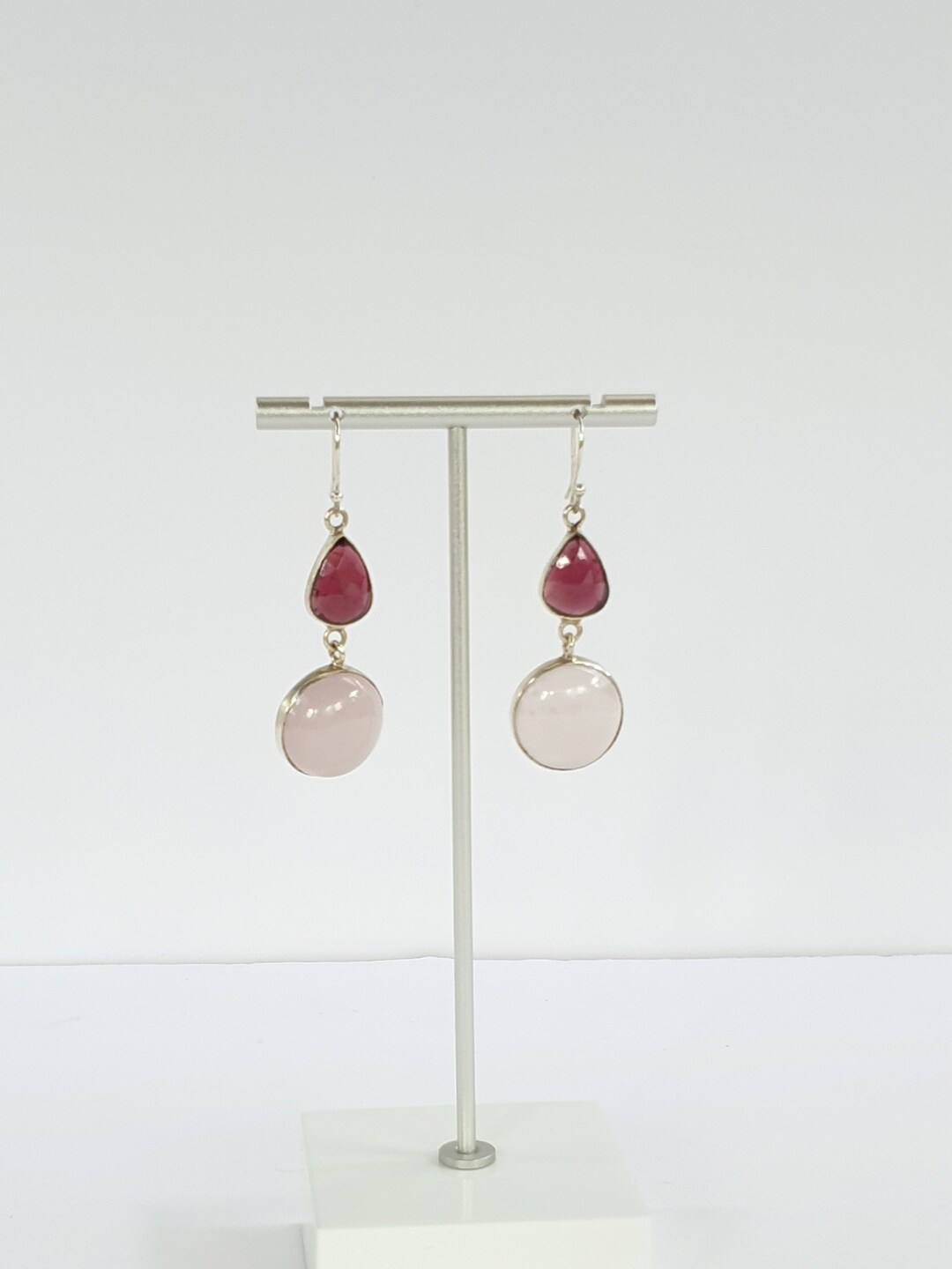 Rose Quartz Earrings. Rose Quartz With Garnet Earrings. Rose Quartz Drop Earrings, Rose Quartz ...