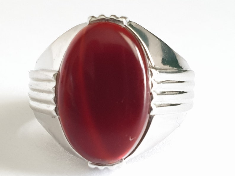 Red Agate Ring Men Agate Ring Man Agate Ring Silver Ring Etsy