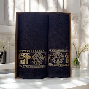Set di 2 asciugamani Medusa – 100% cotone – Asciugamano da bagno 70x140 + asciugamano da viso 50x90 – Morbido e assorbente – Idea regalo – Spedizione gratuita negli USA