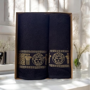 Medusa Bath Towel Set - Luxury Bath Towel Set - Greek Design Bath Towels - 2 Pcs Christmas Towel Set